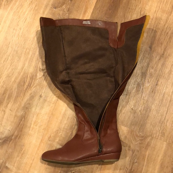 Reddish brown over the knee wedge boots size 8 - Picture 4 of 5